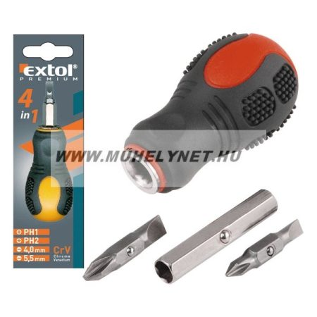 Extol prémium csavarhúzó markolat bitekkel ph 1,2, 4 mm 5.5 mm