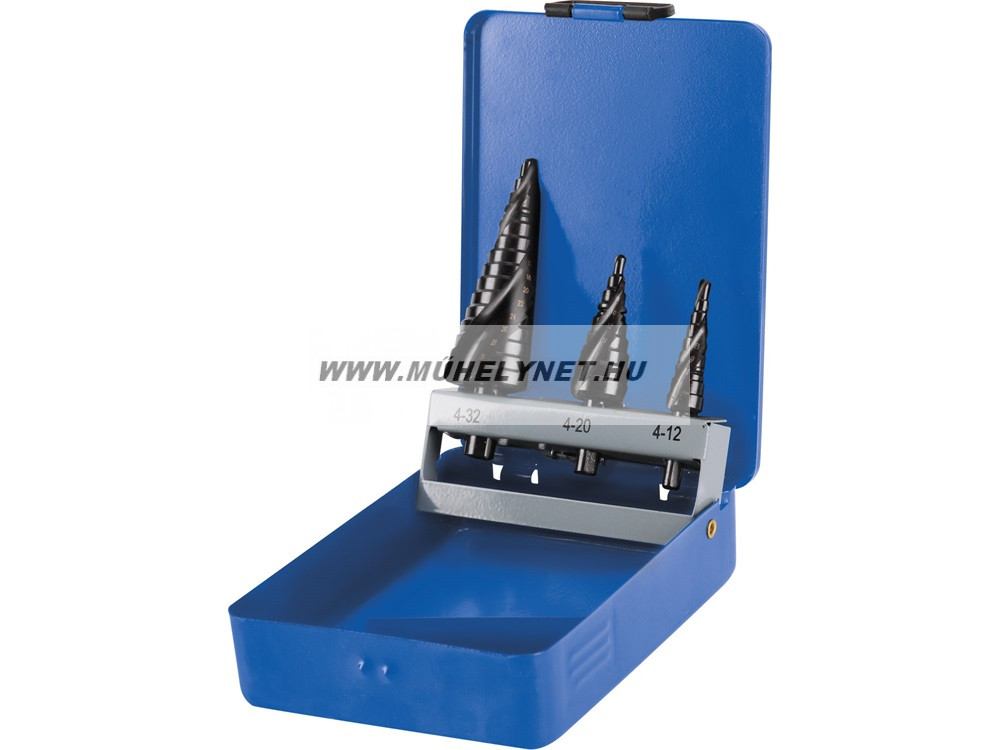 Image of Lépcsős fúró készlet 3 db-os Extol Craft csavart éllel