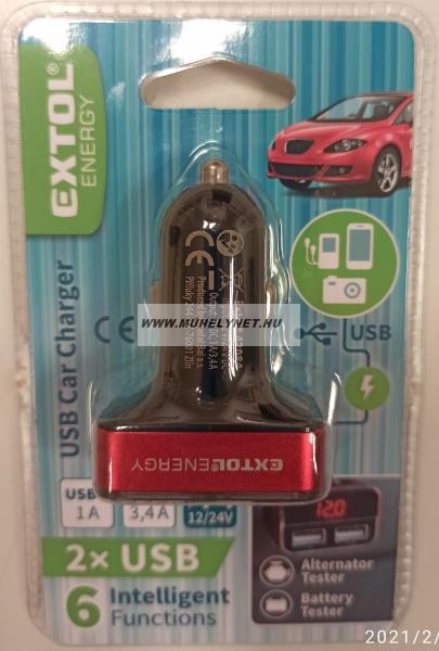 Image of Feszültség mérő USB táp szivargyújtóba extol