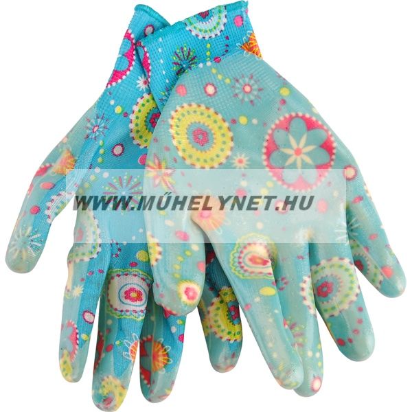 Image of kesztyű női, kertimunkához nylon virágmintás
